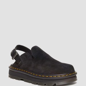 Zebzag Suede Casual Slingback Platform Mules in Black