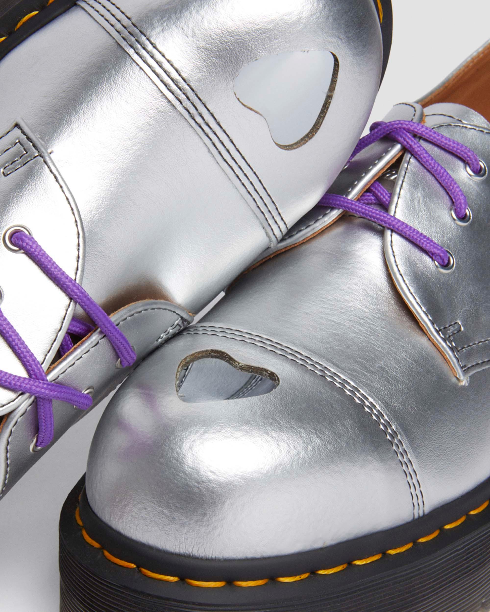 1461 Quad Mademe Silver Alumix Leather Oxford Platform Shoes - Image 2