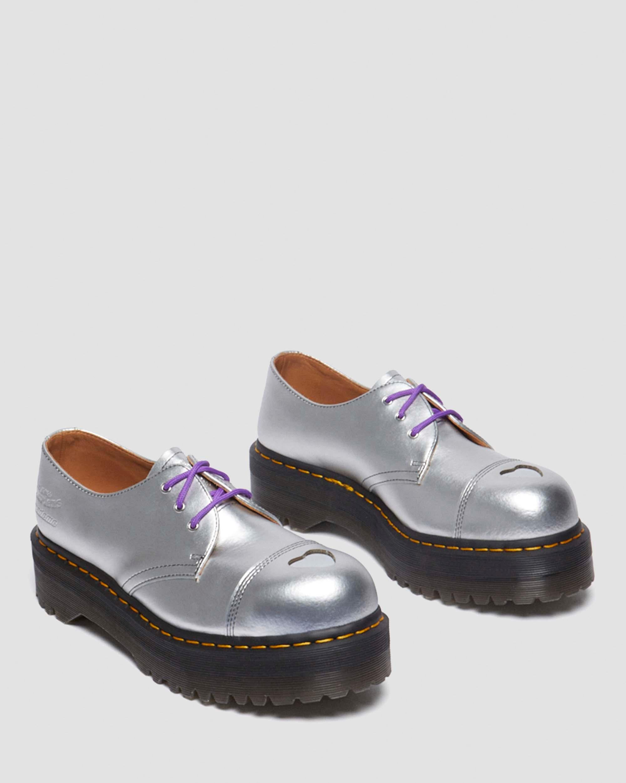 1461 Quad Mademe Silver Alumix Leather Oxford Platform Shoes - Image 3
