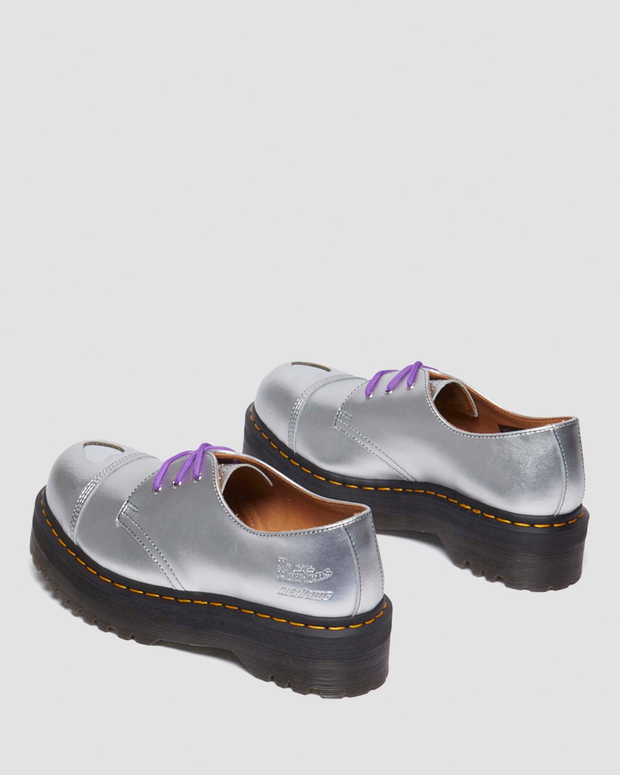 1461 Quad Mademe Silver Alumix Leather Oxford Platform Shoes - Image 4