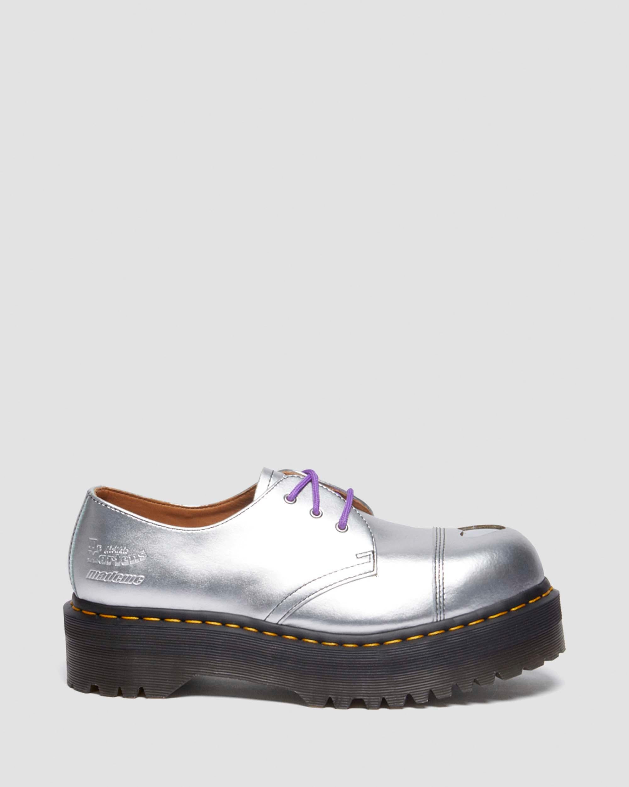 1461 Quad Mademe Silver Alumix Leather Oxford Platform Shoes - Image 5