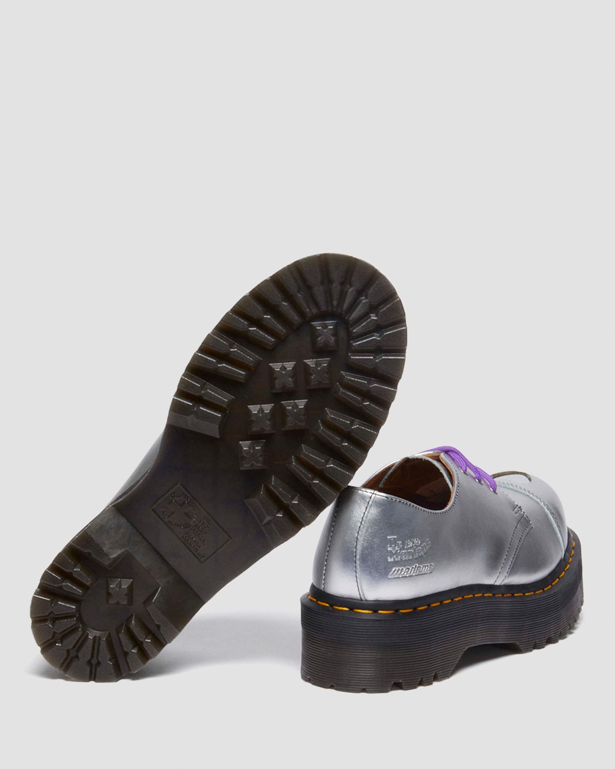 1461 Quad Mademe Silver Alumix Leather Oxford Platform Shoes - Image 7