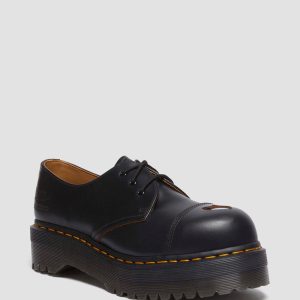 1461 Quad Mademe Black Vintage Smooth Leather Oxford Platform Shoes