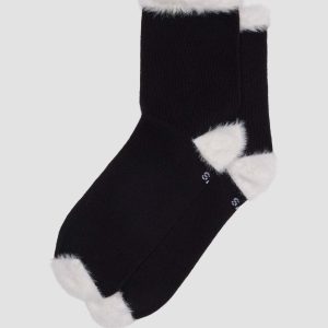 Faux Fur Organic Cotton Blend Socks