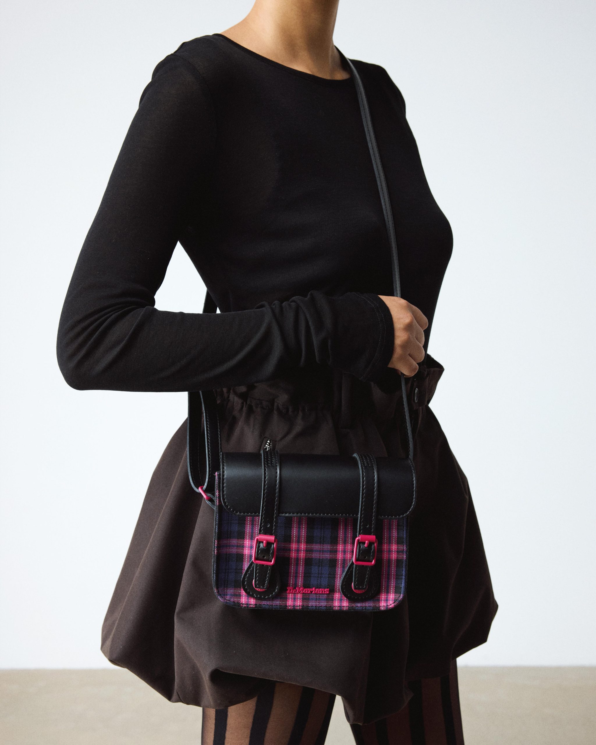 7 Leather & Tartan Satchel - Image 2