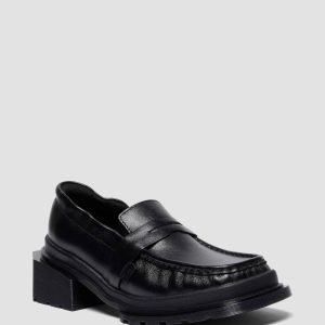 Maybole Square Toe Ruched Leather Loafers