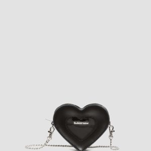 Mini Heart Shaped Leather Bag in Black