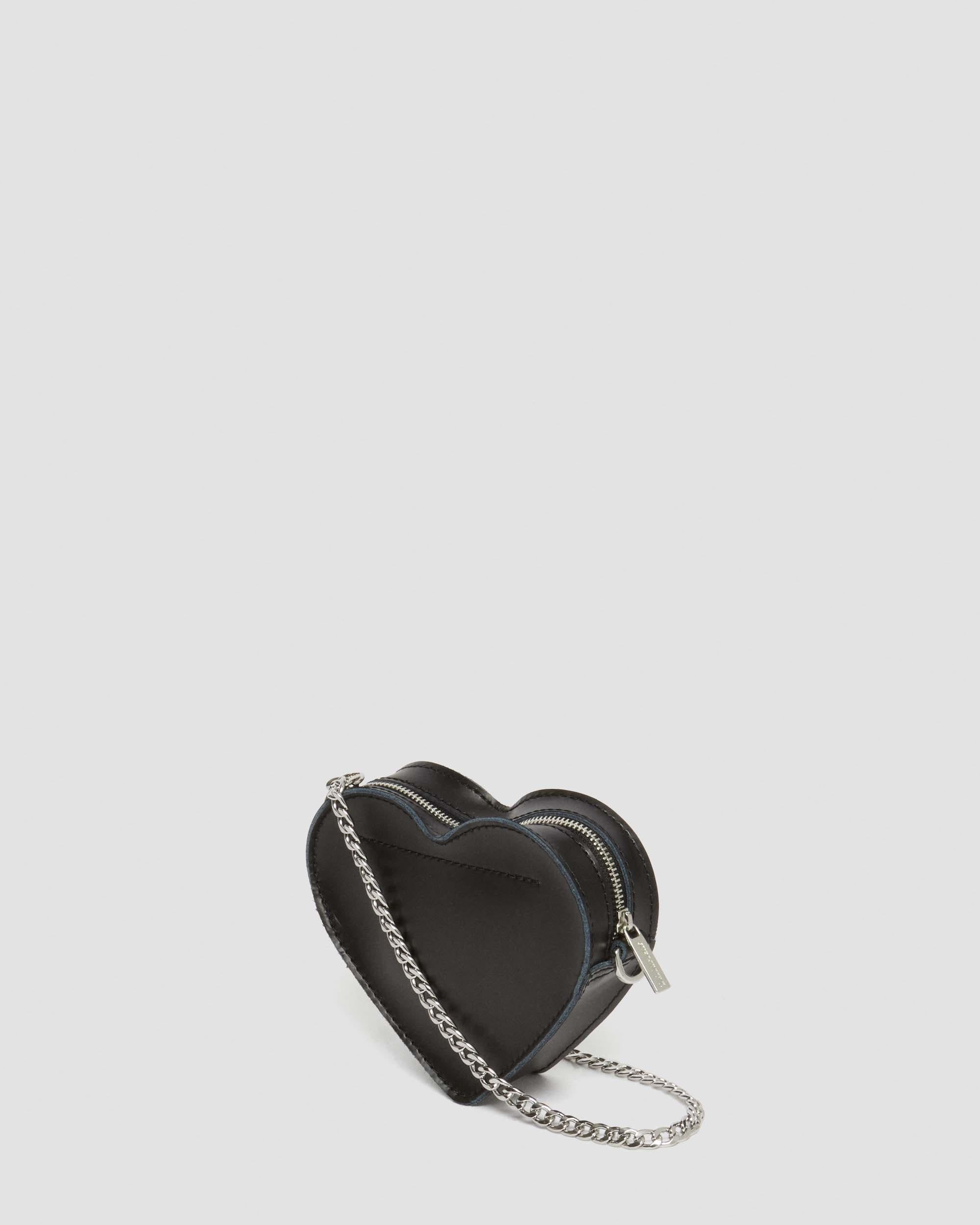 Mini Heart Shaped Leather Bag in Black - Image 9