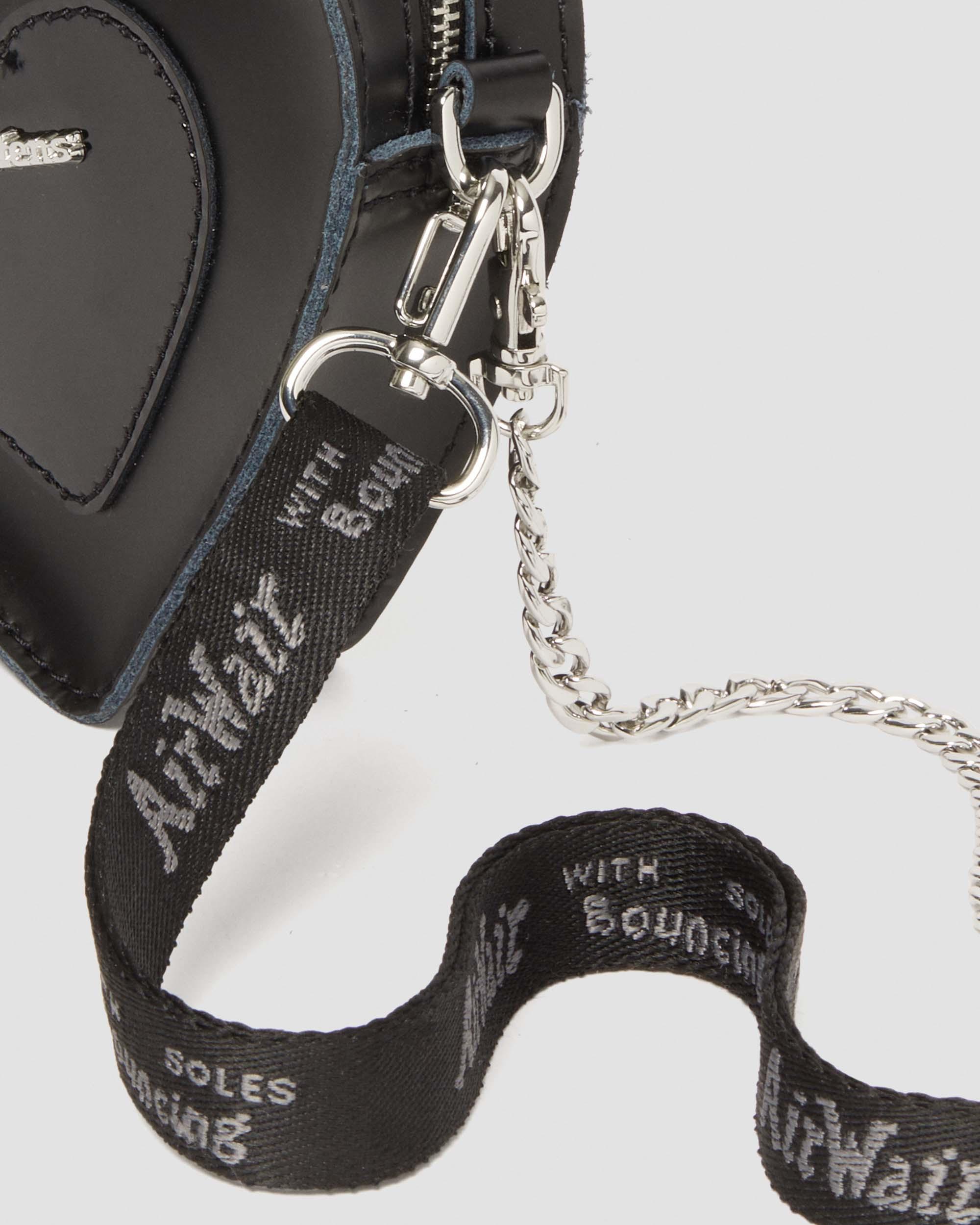 Mini Heart Shaped Leather Bag in Black - Image 10